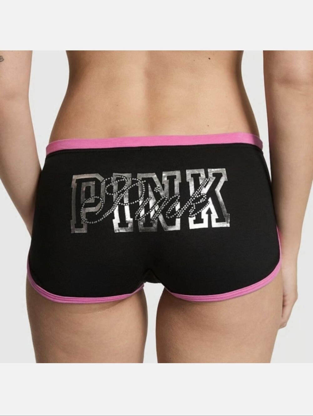 🌟🖤🩷 PINK VS Cotton DORM BOYSHORT Panty Black Pink Graphic Butt 🩷🖤🌟